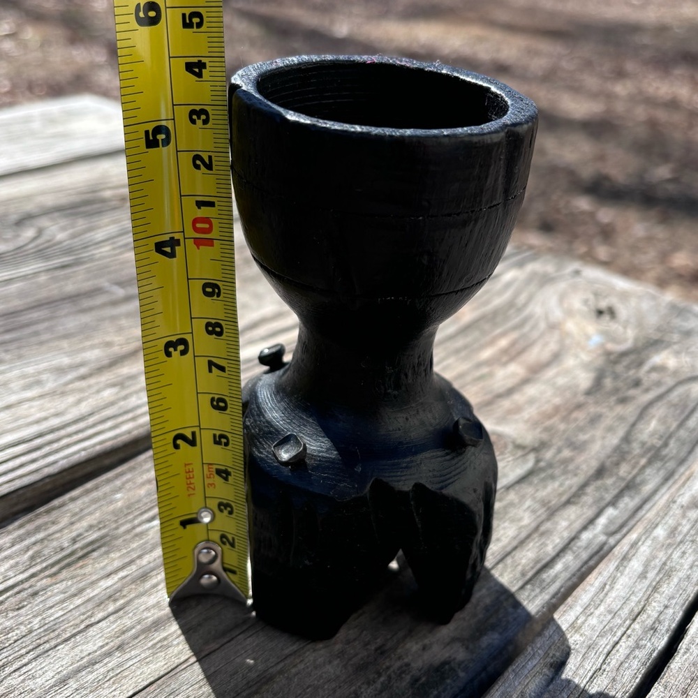 Antique Hand Carved Ebonized Wood Candle Holder! - Picture 11 of 13